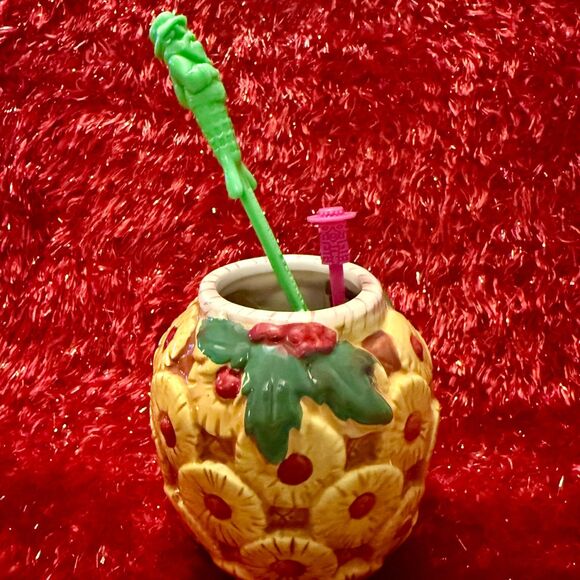 Beachbum Berry Sippin Santa Christmas Ham w/ Pineapple Cherries Tiki Mug Swizzle - Picture 3 of 6